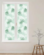 Window Privacy Film Frosted, Mint Green Palm Trees Tropical Reusable Static Cling Window Tints, Summer Beach Botanical Heat Control Windows Films for Offices, Balcony, 29.5 x 118 Inches - Image 2