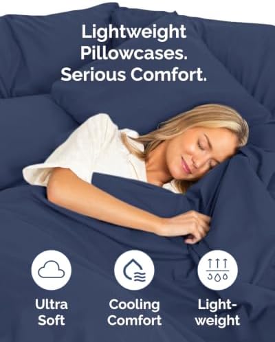 Queen Pillow Cases - 8 Pack Soft Pillowcase Covers - 20" x 30" (Navy Blue) - Image 3
