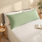 Bioweaves 100% Organic Cotton Body Pillow Cover for Body Pillowcases 300 Thread Count Soft Sateen Weave GOTS Certified with Zipped Closure - 21" x 54", Pastel Green (Pack of 2) - Image 2