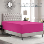 Mocassi Cal King Size 4-Piece Bed Sheet Set - 1800 Premium Hotel Quality Microfiber 18-24 Inches Extra Deep Pocket Fitted Sheet- Luxury Soft, Breathable, Wrinkle, and Fade Resistant, Hot Pink - Image 3