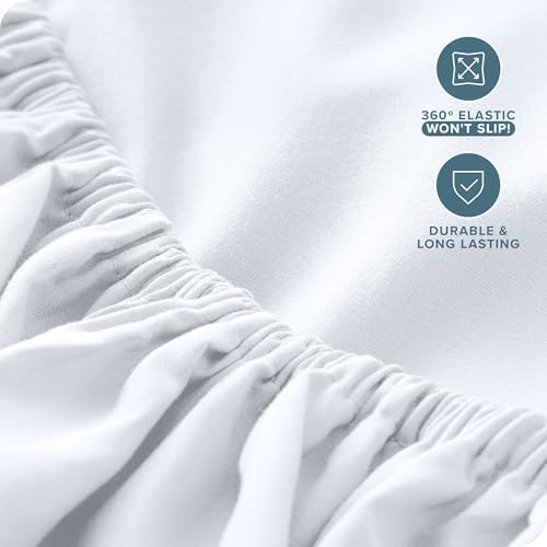 Bare Home Sheet Set Storage Pocket 1800 Ultra-Soft (Twin XL, White) - Image 7