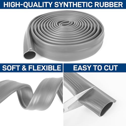 16.5FT Garage Door Bottom Seal Rubber 0.19" P Bulb Bottom Garage Weather Stripping for Single Channel, Flexible Weatherproof Replacement Strip Seal Fits 16.5FT Wide (16.5FT, Gray) - Image 4