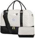 Travel Duffle Weekender Bags for Women: Overnight Bag with Shoe Compartment Carry On Bags with Toiletry & Wet Pocket Large Tote Hospital for Women Labor Delivery Black White by CAYINTOP