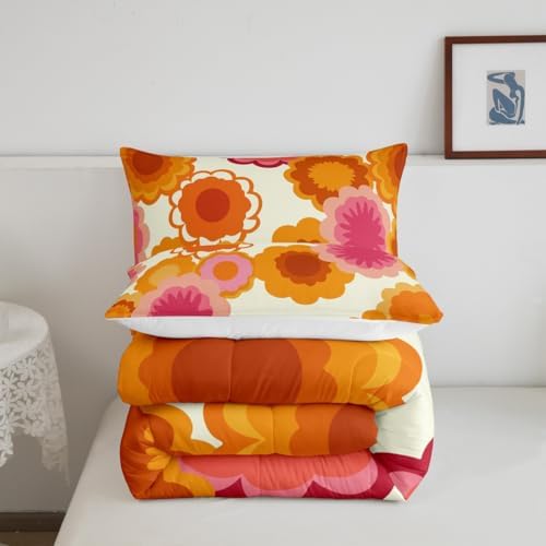 Feelyou Vintage Floral Print Comforter Set Kids Retro Hippie Flowers - Image 3
