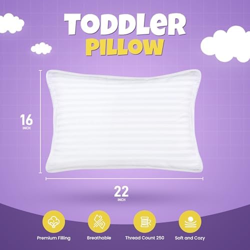 Utopia Bedding Youth Pillow (White, 2 Pack), 16x22 Kids Pillow for Sleeping, Soft and Breathable Cotton Blend Shell, Polyester Filling, Perfect for Kids Bed and Travel (Intended for Age 5 and up) - Image 2