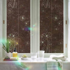 Brown Window Privacy Film Rainbow Static Cling Stain Glass Window Film for Glass Door, Decorative Heat Control UV Blocking Frosted Sunroof Decal Sticker for Car Bathroom Home 23.6"x78.7" Spring Flora - Image 6