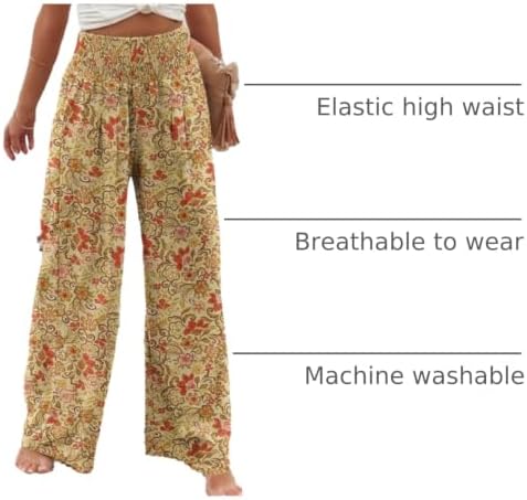 Angerella Womens Elastic High Waisted Palazzo Pants Casual Wide Leg Long Lounge Pant Trousers with Pocket - Image 4