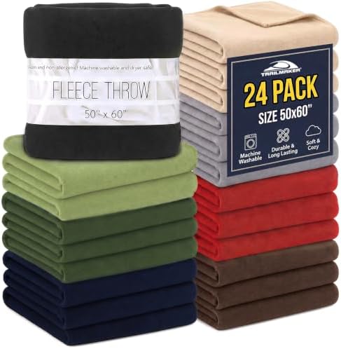 (24 Pack) Bulk Fleece Fall Throw Blankets 50x60 for Wedding Favors, Homeless Women, Men, Homes, Bed, Sofa, Couch, Office, Pet Blankets, Travel | Soft Warm Lightweight Throw Blankets in Bulk (8 Color) - Image 2