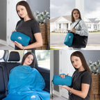BlueHills Ultra Compact Travel Blankets Value Pack of 3 - Airplane Traveling Essentials Soft Flight Blanket Throw in a Bag Travel Gift – Peacock Teal, Black and Navy Blue - Image 2