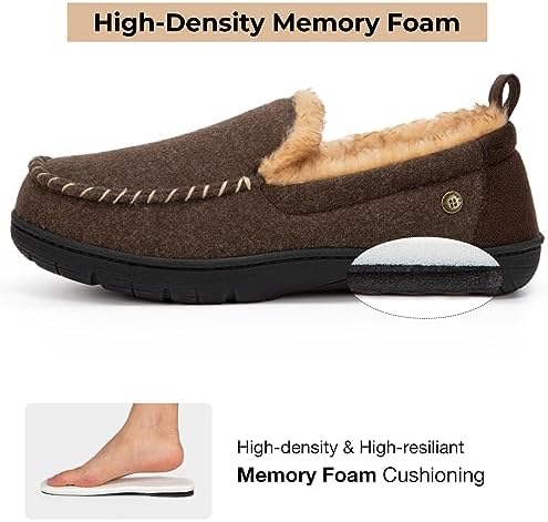 HomeTop Men's Moccasin Slippers Memory Foam Warm Fleece Indoor Outdoor - Image 6
