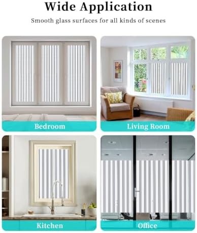 Window Privacy Film Frosted, Navy Blue Striped Reusable Static Cling Window Tints, Modern Vertical Stripes Minimalist Heat Control Windows Films for Offices, Balcony, 29.5 x 118 Inches - Image 7