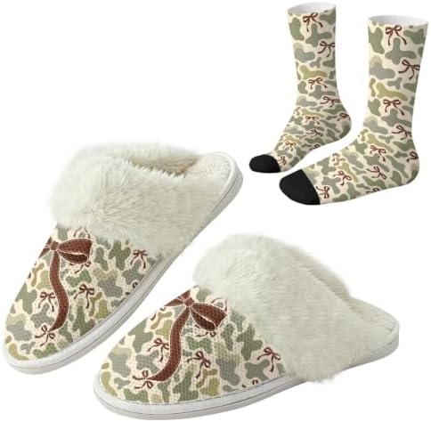 Fuzzy Slippers for Women Washable Cotton Slippers with Crew Socks by Unknown