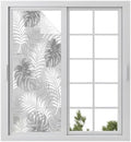 Window Privacy Film Frosted, Grey Palm Trees Tropical Static Cling Door Window Covering, Summer Beach Botanical UV Blocking Windows Film for Office, Hotel, Bedroom, 29.5 x 78.7 Inches by Unknown