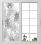 Window Privacy Film Frosted, Grey Palm Trees Tropical Static Cling Door Window Covering, Summer Beach Botanical UV Blocking Windows Film for Office, Hotel, Bedroom, 29.5 x 78.7 Inches by Unknown