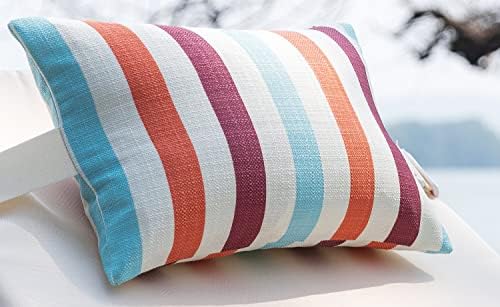 Outdoor Beach Chair Head Resting Pillow, Pool Lounge Chair Pillows with Insert and Adjustable Elastic Stripe for Recliner Sunbrella Neck Attachment, 2 Pack Size 11”*16” Strip II Red - Image 6