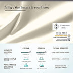 Pizuna Pure 100% Cotton Full Flat Sheet 600 Thread Count New Ivory - Image 4