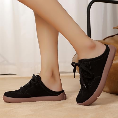 UBFEN Womens 100% Genuine Suede Mules Arch Support Indoor Outdoor Slippers - Image 2