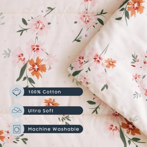 Wake In Cloud - Cot Nap Mat with Pillow and Blanket, 100% Cotton Fabric, for Toddler Kids Girls Ages 3 Plus in Daycare Kindergarten Preschool with Elastic Corner Straps, Floral Flowers - Image 6