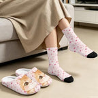 Womens Fuzzy Slipper with Socks Warm Cozy House Slipper and Socks Set Plush Winter Shoes for Indoor - Image 4