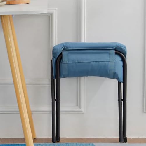 Foldable Ottoman Foot Rest, Foot Stool with Soft Cushion, Compact Lazy Sofa Stool for Living Room Bedroom Office Dorm RV (Blue) - Image 7