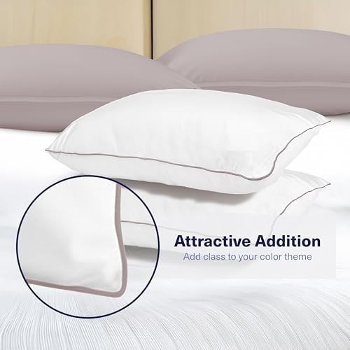 Kickoff Viscose Bamboo Pillowcase, Queen, Set of 2, 100% Organic Hidden Zippered Viscose Bamboo Pillow Case Queen Size, Cooling Pillow Cover for Hot Sleepers (20"x30", Trimmed, Grey Mist) - Image 3