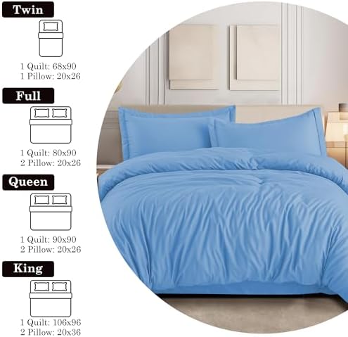 IR Imperial Rooms Bulk (8 Pack) King Size Duvet Cover (104 x 90) Inches + 2 Pillow Sham - Wholesale for Hotels, Airbnbs, Guest Bedroom Microfiber Button Closure Duvet Covers Bed Set (Light Blue) - Image 2