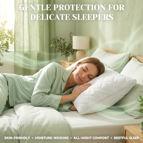 Waterproof Pillow Protector, Bamboo Quilted Zipper, Standard (Pack of 4) - Image 5
