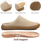 UBFEN Womens 100% Genuine Suede Mules Arch Support Indoor Outdoor Slippers - Image 4