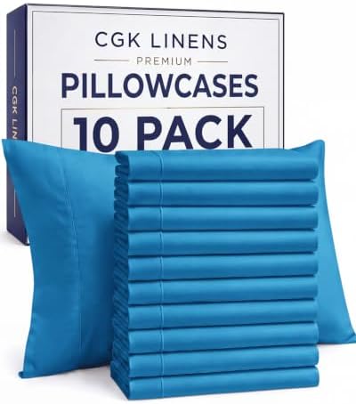 Queen Pillow Cases - 10 Pack Pillowcase Covers - 20" x 30" (Denim Blue) by CGKUnlimited