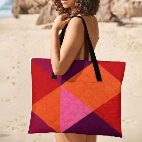 Large Waterproof Picnic Blankets Abstract Pattern Pink Red 78.7"x78.7" - Image 2
