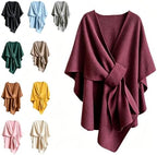 Fleece Drape Shawl Wrap for Women, Open Front Poncho Daily & Occasion Wear by Unknown