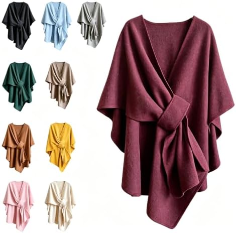 Fleece Drape Shawl Wrap for Women, Open Front Poncho Daily & Occasion Wear by Unknown