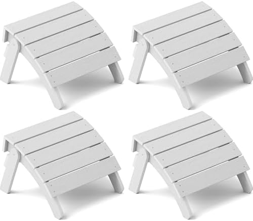 YEFU Folding Adirondack Ottoman Outdoor Set of 4, White by YEFU