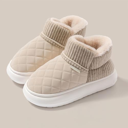 Women's Slip On Ankle Boot Slippers 2026, Closed Toe Winter Design: Diamond Quilted Upper - Ribbed Foldover Cuff | Plush Fleece Lining Thick Platform Outsole/Indoor Outdoor Lounge Travel Wear - Image 2