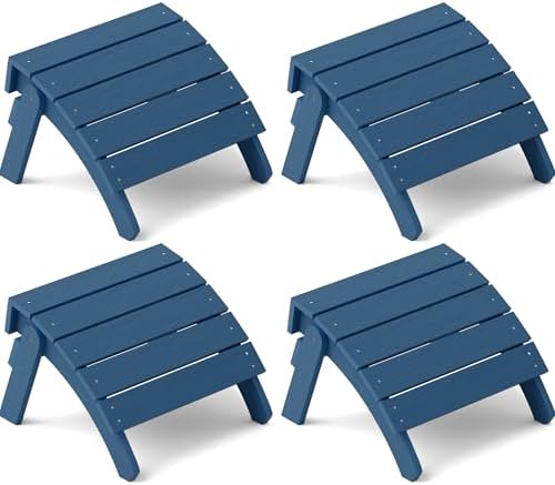 YEFU Folding Adirondack Ottoman Outdoor Set of 4, Navy Blue by YEFU