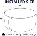 Indoor/Outdoor Inflatable Ottoman, Water Repellent Round Foot Rest Ottomans D31 x H14 inch, Portable Footstool for Patio Garden Camping or Home, Elegant Vines Black - Image 2