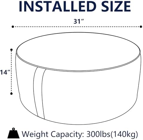 Indoor/Outdoor Inflatable Ottoman, Water Repellent Round Foot Rest Ottomans D31 x H14 inch, Portable Footstool for Patio Garden Camping or Home, Elegant Vines Black - Image 2
