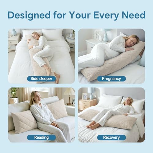 BEDELITE Cooling Body Pillow, Memory Foam Filled, Linen, 20x54 Inches - Image 5
