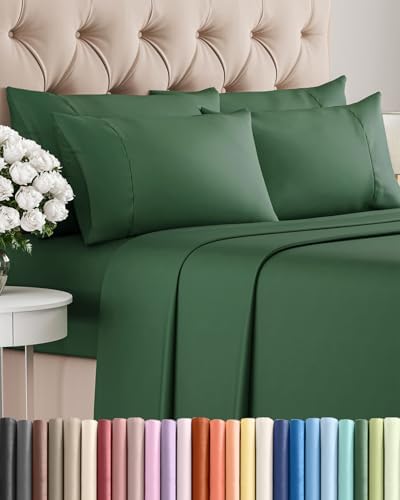 King 6 Piece Bed Sheet Set - Breathable & Cooling Sheets - Emerald Green by CGKUnlimited