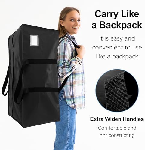 VELVETSURE Heavy Duty Extra Large Moving Bags W/Backpack Straps - Strong Handles & Zippers, Storage Totes For Space Saving, Fold Flat, Alternative to Moving Box and Storage Bin (Set of 6, Black) - Image 4