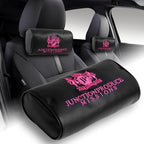 W-POWER 4PCS Junction Produce JDM Car Neck Pillow Headrest + JP VIP Embroidery Car Seat Belt Cover Set (Pink) - Image 2