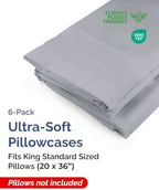 King Standard Pillow Cases - 6 Pack Pillowcases, 20" x 36" - Steel Blue - Image 2