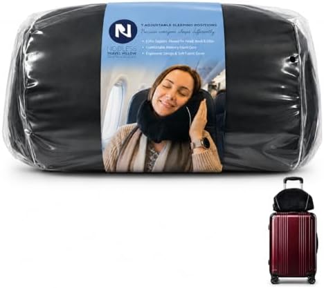 Travel Pillow, Ergonomic Neck Pillow for Airplane, Car, and Train, Soft Plush Head and Chin Support for Long Flights, Lightweight Packable Travel Essentials, Black by Unknown