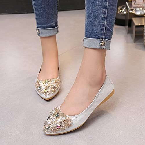 KUNWFNIX Women Ballet Flats Rhinestone Wedding Ballerina Shoes Foldable Sparkly Comfort Slip on Flat Shoes - Image 4