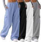 Ficerd 4 Pack Women's Cargo Sweatpants Stretchy Pull On Pants by Ficerd