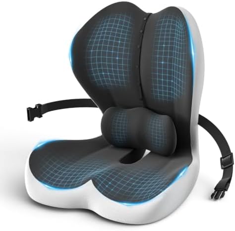 Large Car Seat Cushion with Lumbar Support Pillow for Long Sitting by Unknown