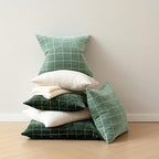 Decorative Chenille Plaid Throw Pillow Covers Moss Green 22x22 Set of 2 - Image 5