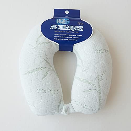 ALL THAT JAZZ Memory Foam Travel Pillow - Cooling Rayon Made from Bamboo and Polyester Cover - U Shaped - Machine Washable - Great for Airplanes and Cars by Unknown