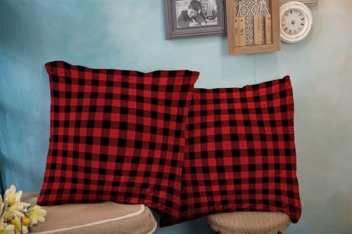 EMMTEEY Checked Pillow Covers 26x26 Throw Pillow Cover Set of 2 - Image 3