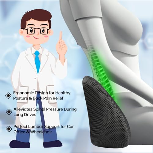 2Pack Lumbar Support Pillow & Seat Cushion for Car, Breathable Mesh, Wear-Resistant, Ergonomic Design, Back and Waist Support, Hip Cushioning, Comfortable for Long Time Driving and Sitting - Image 6